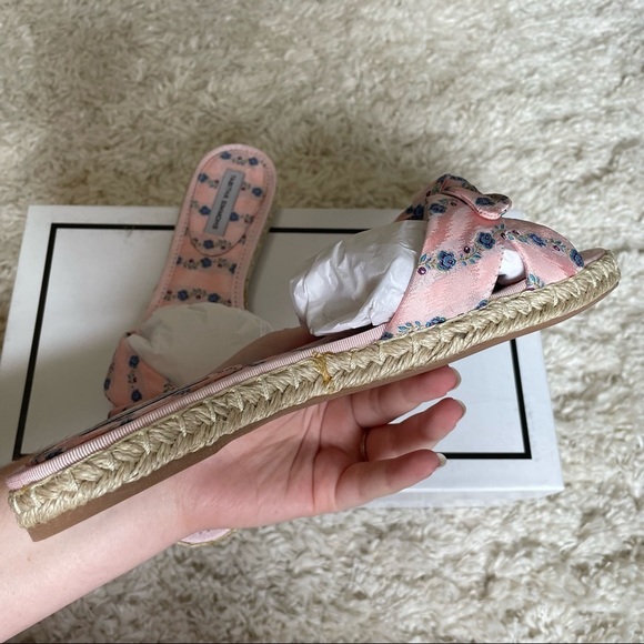 Tabitha Simmons | NWT Heli Light Pink Striped Jacquard Sandals Size 7 B - Picture 4 of 6